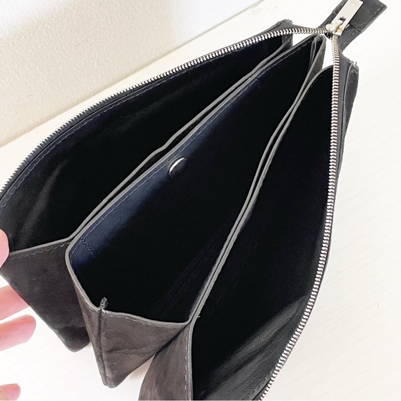 Celine black nappa suede leather trio zip pouch clutch vintage rare dustbag - Picture 5 of 9